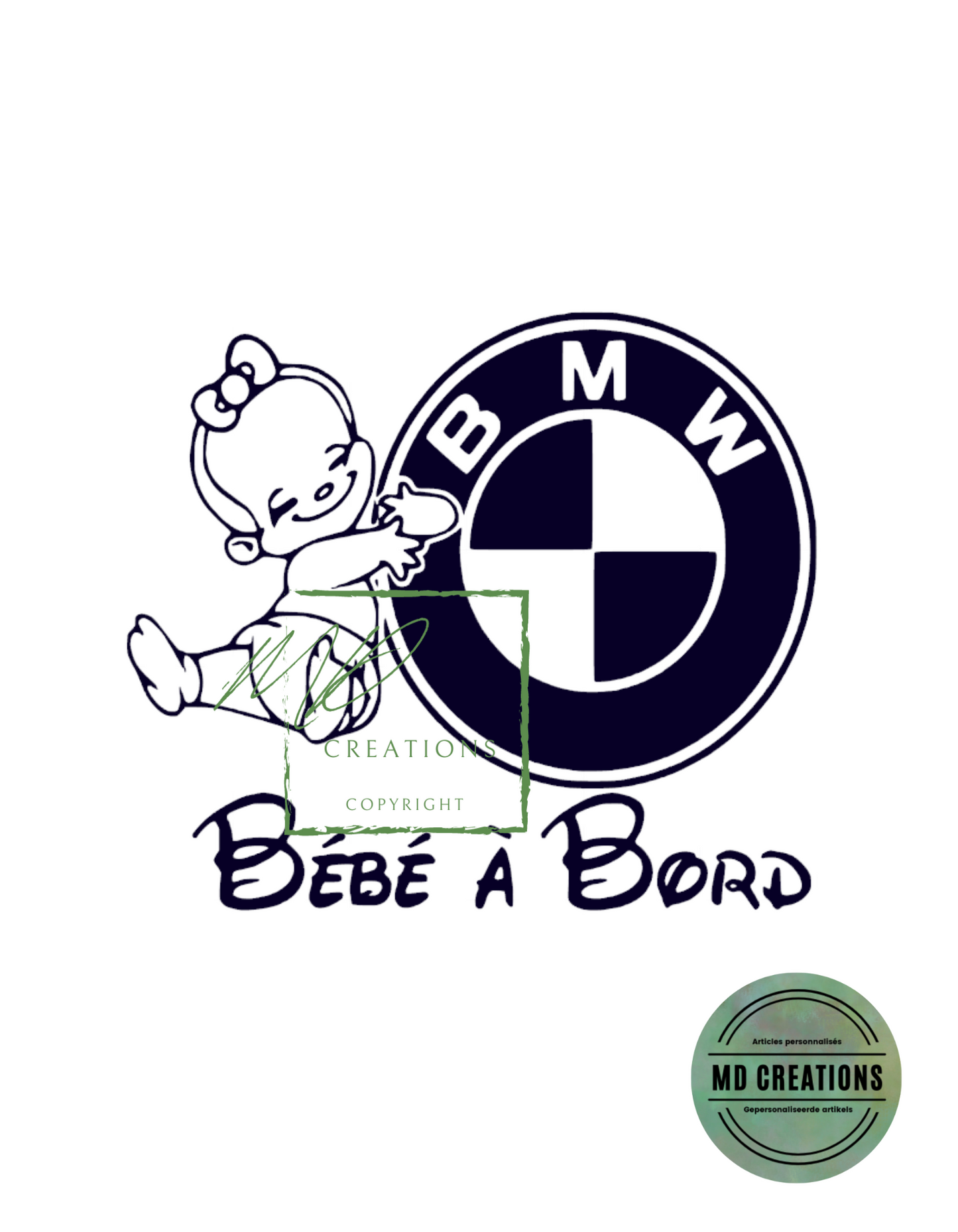 Lettrage vitre arrière "bébé à bord" BMW