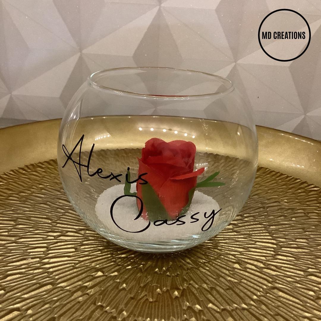 Vase rose éternelle "prénoms"