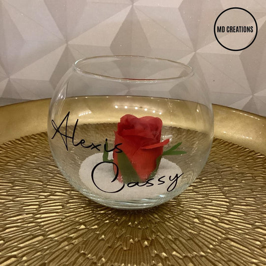 Vase rose éternelle "prénoms"