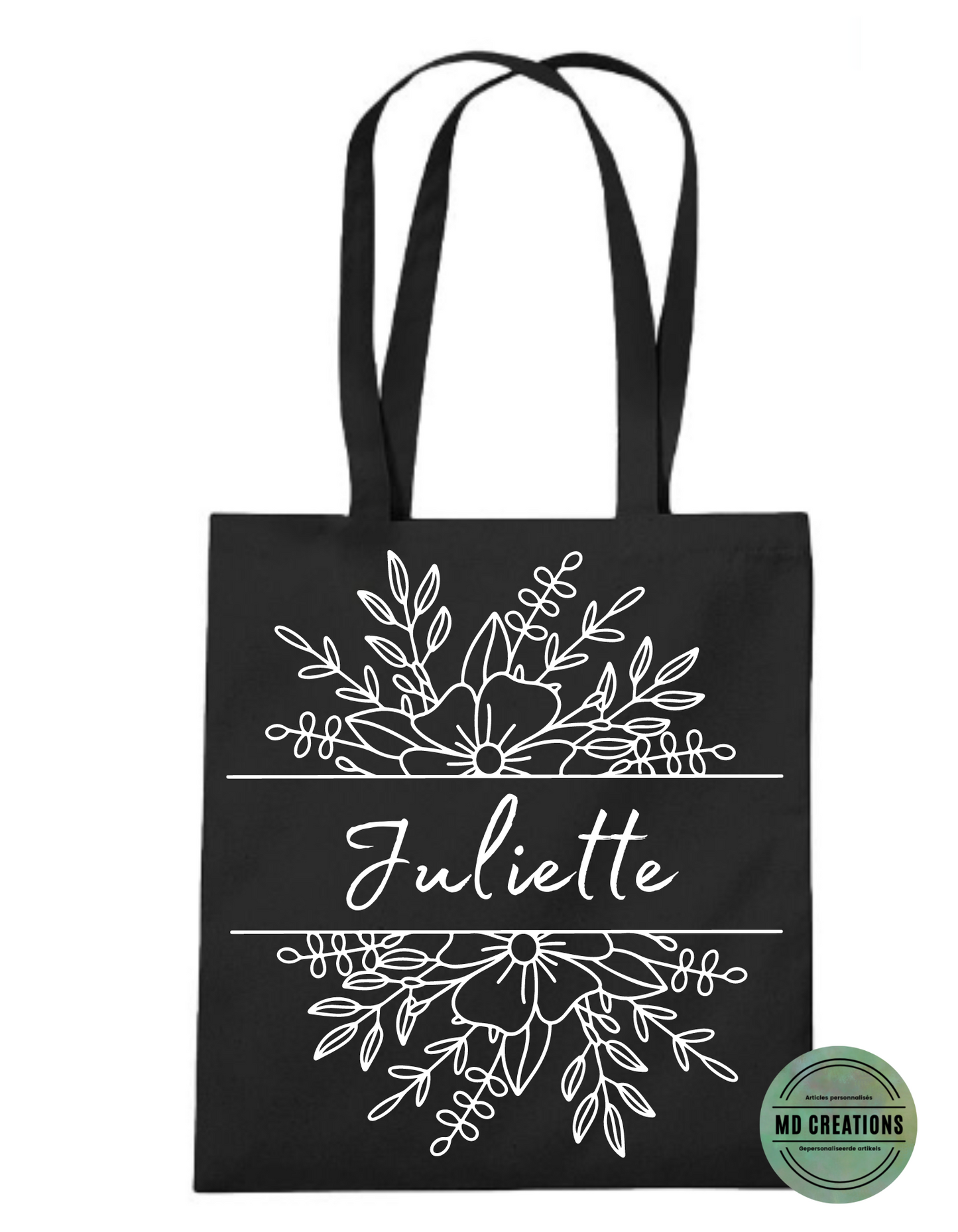 Tote bag "prénom fleuri"