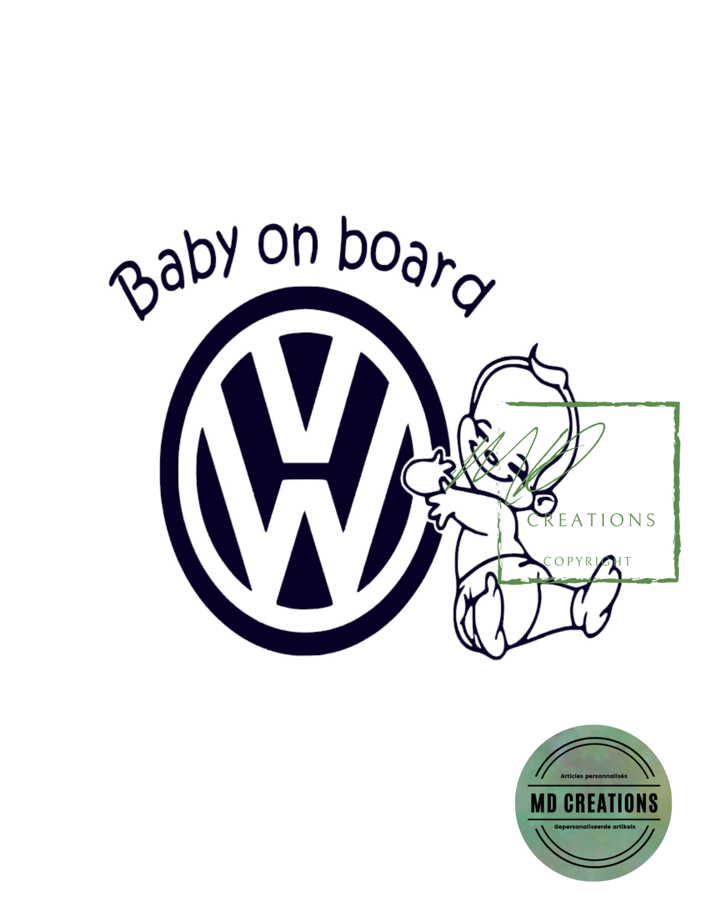 Lettrage vitre arrière "bébé à bord" VW